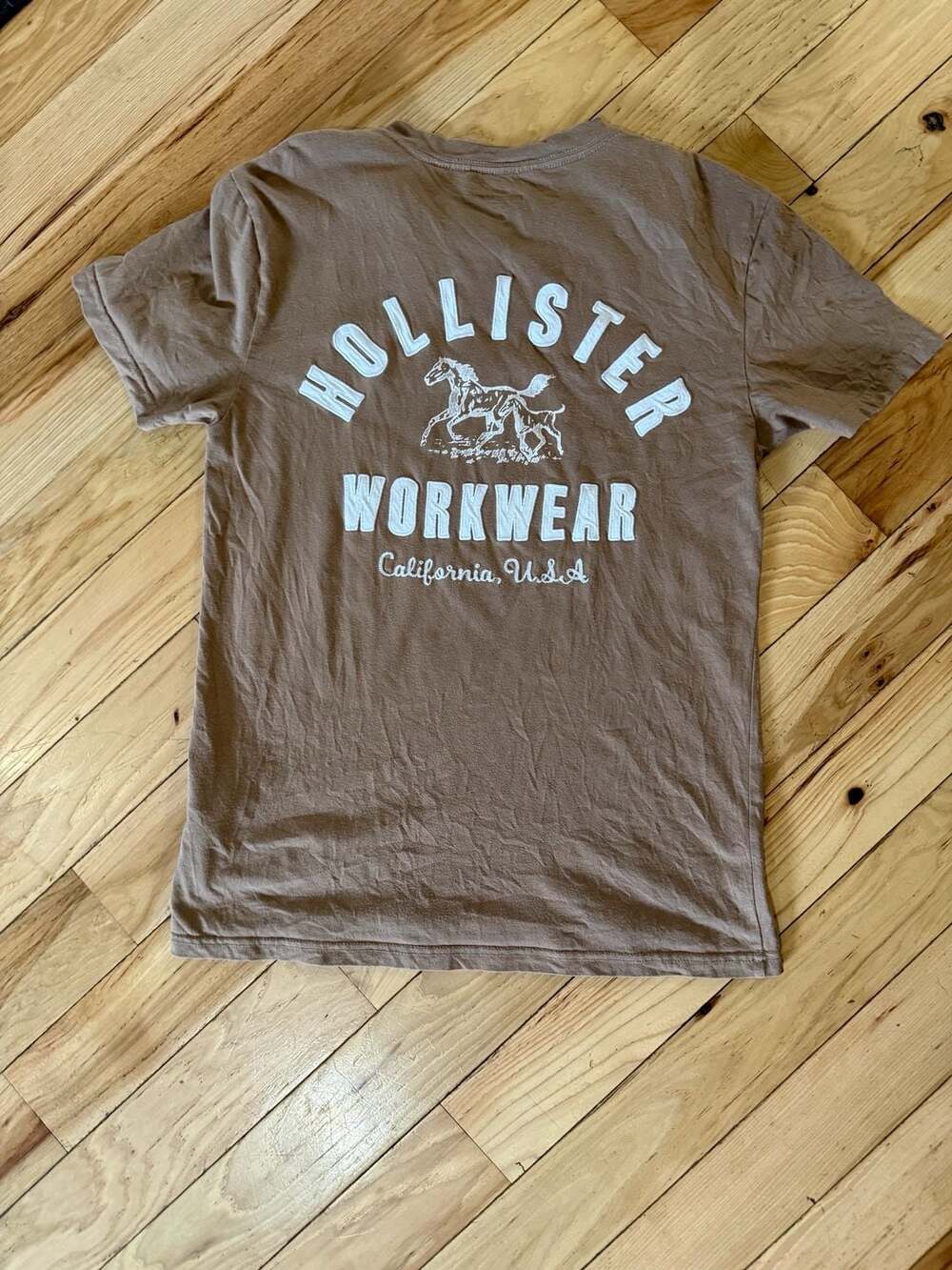Hollister Workwear California USA Brown Short Sleeve T-Shirt